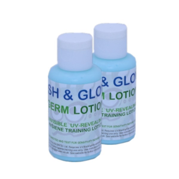 uv germ hygiene training lotion blue 2 x 50ml